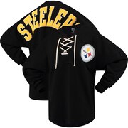 Add Pittsburgh Steelers NFL Pro Line by Fanatics Branded Women's Spirit Jersey Long Sleeve Lace Up T-Shirt - Black To Your NFL Collection