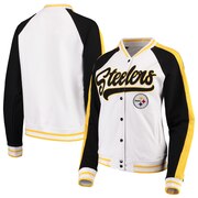 Add Pittsburgh Steelers New Era Women's Varsity Full Snap Jacket - White/Black To Your NFL Collection