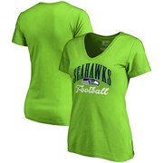 Add Seattle Seahawks NFL Pro Line by Fanatics Branded Women's Victory Script V-Neck T-Shirt - Neon Green To Your NFL Collection