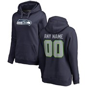 Order Seattle Seahawks NFL Pro Line Women's Any Name & Number Logo Personalized Pullover Hoodie - Navy at low prices.