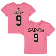Drew Brees New Orleans Saints Girls Preschool Mainliner Name & Number T-Shirt - Pink