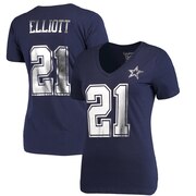 Add Ezekiel Elliott Dallas Cowboys Women's Shimmer Away Name & Number T-Shirt - Navy To Your NFL Collection