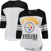 Add Pittsburgh Steelers G-III 4Her by Carl Banks Women's First Team Three-Quarter Sleeve Mesh T-Shirt - White/Black To Your NFL Collection