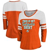 Add Miami Dolphins NFL Pro Line by Fanatics Branded Women's Air Color Block Tri-Blend 3/4-Sleeve T-Shirt – Orange To Your NFL Collection