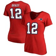 Add Tom Brady New England Patriots NFL Pro Line by Fanatics Branded Women's Authentic Stack Name & Number V-Neck T-Shirt - Red To Your NFL Collection