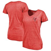 Add Tampa Bay Buccaneers NFL Pro Line by Fanatics Branded Women's Primary Logo Left Chest Distressed Tri-Blend V-Neck T-Shirt – Heathered Red To Your NFL Collection