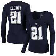 Add Ezekiel Elliott Dallas Cowboys Women's Authentic Player Name & Number V-Neck Long Sleeve T-Shirt – Navy To Your NFL Collection