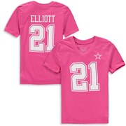 Add Ezekiel Elliott Dallas Cowboys Girls Youth Lollipop Player Genuine Name & Number V-Neck T-Shirt - Pink To Your NFL Collection