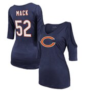 Add Khalil Mack Chicago Bears Majestic Threads Women's Player Name & Number Cold Shoulder Half-Sleeve V-Neck T-Shirt - Navy To Your NFL Collection