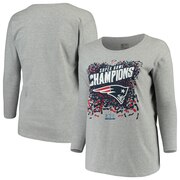 Add New England Patriots NFL Pro Line by Fanatics Branded Women's Super Bowl LIII Champions Trophy Collection Locker Room Plus Size Scoop Neck Long Sleeve T-Shirt - Heather Gray To Your NFL Collection