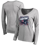 Add New England Patriots NFL Pro Line by Fanatics Branded Women's Super Bowl LIII Champions Trophy Collection Locker Room V-Neck Long Sleeve T-Shirt - Heather Gray To Your NFL Collection