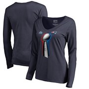 Add New England Patriots NFL Pro Line by Fanatics Branded Women's Super Bowl LIII Champions Parade Celebration Long Sleeve V-Neck T-Shirt - Navy To Your NFL Collection