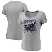 Add New England Patriots NFL Pro Line by Fanatics Branded Women's Super Bowl LIII Champions Trophy Collection Locker Room V-Neck T-Shirt - Heather Gray To Your NFL Collection