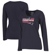 Add New England Patriots NFL Pro Line by Fanatics Branded Women's Super Bowl LIII Champions Juke Plus Size Long Sleeve T-Shirt - Navy To Your NFL Collection