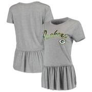 Add Green Bay Packers Touch by Alyssa Milano Women's Mascot Peplum T-Shirt - Heathered Gray To Your NFL Collection