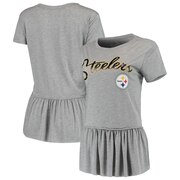 Add Pittsburgh Steelers Touch by Alyssa Milano Women's Mascot Peplum T-Shirt - Heathered Gray To Your NFL Collection