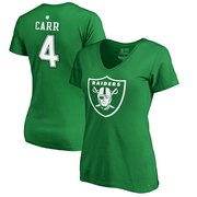 Add Derek Carr Oakland Raiders NFL Pro Line by Fanatics Branded Women's St. Patrick's Day Icon V-Neck Name & Number T-Shirt - Kelly Green To Your NFL Collection