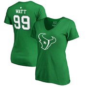 Add J.J. Watt Houston Texans NFL Pro Line by Fanatics Branded Women's St. Patrick's Day Icon V-Neck Name & Number T-Shirt - Kelly Green To Your NFL Collection