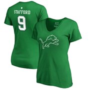 Add Matthew Stafford Detroit Lions NFL Pro Line by Fanatics Branded Women's St. Patrick's Day Icon V-Neck Name & Number T-Shirt - Kelly Green To Your NFL Collection