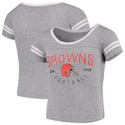 Add Cleveland Browns NFL Pro Line by Fanatics Branded Girls Youth Live For It 2-Stripe T-Shirt – Heathered Gray/White To Your NFL Collection
