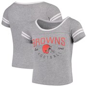 Order Cleveland Browns NFL Pro Line by Fanatics Branded Girls Youth Live For It 2-Stripe T-Shirt – Heathered Gray/White at low prices.