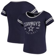 Add Dallas Cowboys NFL Pro Line by Fanatics Branded Girls Youth Live For It 2-Stripe T-Shirt – Navy To Your NFL Collection