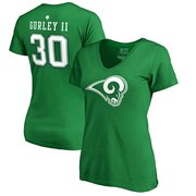 Add Todd Gurley II Los Angeles Rams NFL Pro Line by Fanatics Branded Women's St. Patrick's Day Icon V-Neck Name & Number T-Shirt - Kelly Green To Your NFL Collection