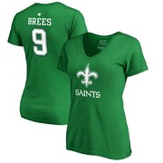 Add Drew Brees New Orleans Saints NFL Pro Line by Fanatics Branded Women's St. Patrick's Day Icon V-Neck Name & Number T-Shirt - Kelly Green To Your NFL Collection