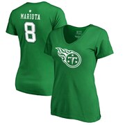 Add Marcus Mariota Tennessee Titans NFL Pro Line by Fanatics Branded Women's St. Patrick's Day Icon V-Neck Name & Number T-Shirt - Kelly Green To Your NFL Collection