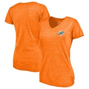 Add Miami Dolphins NFL Pro Line by Fanatics Branded Women's Primary Logo Left Chest Distressed Tri-Blend V-Neck T-Shirt – Heathered Orange To Your NFL Collection