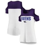 Add Baltimore Ravens Majestic Women's Pure Dedication Open Shoulder T-Shirt – White/Purple To Your NFL Collection