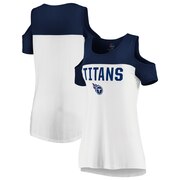 Add Tennessee Titans Majestic Women's Pure Dedication Open Shoulder T-Shirt – White/Navy To Your NFL Collection