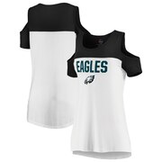 Add Philadelphia Eagles Majestic Women's Pure Dedication Open Shoulder T-Shirt – White/Black To Your NFL Collection