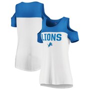 Add Detroit Lions Majestic Women's Pure Dedication Open Shoulder T-Shirt – White/Blue To Your NFL Collection