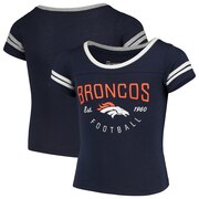 Add Denver Broncos NFL Pro Line by Fanatics Branded Girls Youth Live For It 2-Stripe T-Shirt – Navy To Your NFL Collection