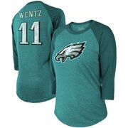 Add Carson Wentz Philadelphia Eagles Majestic Threads Women's Player Name & Number Raglan Tri-Blend 3/4-Sleeve T-Shirt – Midnight Green To Your NFL Collection