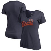 Add Chicago Bears NFL Pro Line by Fanatics Branded Women's 100th Season Curl V-Neck T-Shirt – Navy To Your NFL Collection