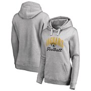 Add Jacksonville Jaguars NFL Pro Line by Fanatics Branded Women's Victory Script Pullover Hoodie - Heathered Gray To Your NFL Collection