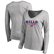 Add Buffalo Bills NFL Pro Line by Fanatics Branded Women's Iconic Collection Script Assist Long Sleeve V-Neck T-Shirt - Ash To Your NFL Collection