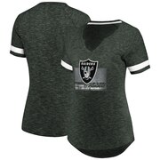 Add Oakland Raiders Majestic Women's Legendary Look V-Neck T-Shirt – Heathered Charcoal/White To Your NFL Collection