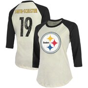 Add JuJu Smith-Schuster Pittsburgh Steelers Majestic Threads Women's Vintage Inspired Player Name & Number 3/4-Sleeve Raglan T-Shirt - Cream/Black To Your NFL Collection