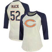 Add Khalil Mack Chicago Bears Majestic Threads Women's Vintage Inspired Player Name & Number 3/4-Sleeve Raglan T-Shirt - Cream/Navy To Your NFL Collection