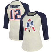 Add Tom Brady New England Patriots Majestic Threads Women's Vintage Inspired Player Name & Number 3/4-Sleeve Raglan T-Shirt - Cream/Navy To Your NFL Collection