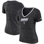 Add Oakland Raiders Nike Women's Legend Velocity V-Neck Performance T-Shirt – Heathered Black To Your NFL Collection