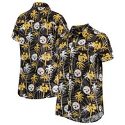 Add Pittsburgh Steelers Women's Floral Harmonic Button-Up Shirt – Black To Your NFL Collection