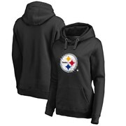 Add Pittsburgh Steelers NFL Pro Line by Fanatics Branded Women's Plus Size Splatter Logo Pullover Hoodie – Black To Your NFL Collection