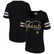 Add New Orleans Saints Touch by Alyssa Milano Women's Triple Play V-Neck T-Shirt - Black To Your NFL Collection