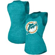 Add Miami Dolphins Majestic Threads Women's Retro Tri-Blend Raglan Muscle Tank Top – Aqua To Your NFL Collection