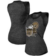 Add New Orleans Saints Majestic Threads Women's Retro Tri-Blend Raglan Muscle Tank Top – Black To Your NFL Collection