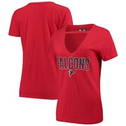 Add Atlanta Falcons New Era Women's Gradient Glitter Choker V-Neck T-Shirt - Red To Your NFL Collection